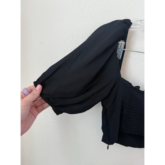 Reformation Sinead Black Heart Neck Crop Top Size 4 - Picture 8 of 9